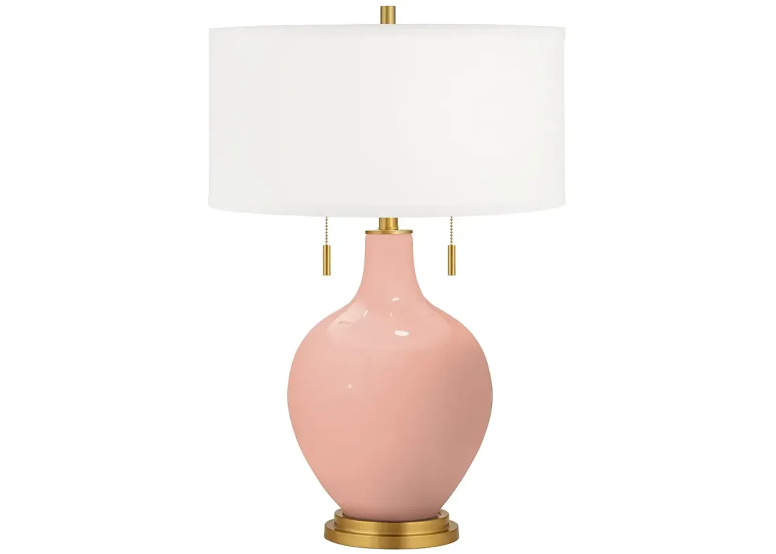 Color Plus Toby Brass 28" High Modern Mellow Coral Pink Table Lamp