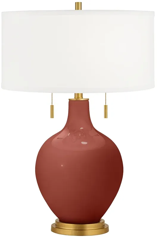 Color Plus Toby Brass 28" High Modern Madeira Red Table Lamp