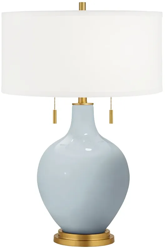 Color Plus Toby Brass 28" Take Five Blue Glass Table Lamp