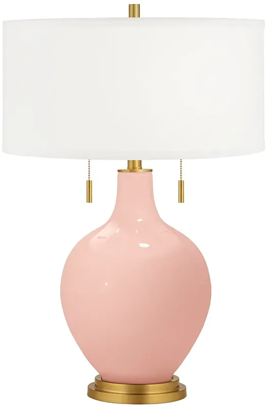 Color Plus Toby Brass Accents 28" High Rose Pink Table Lamp