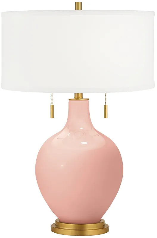 Rustique Warm Coral Toby Brass Accents Table Lamp