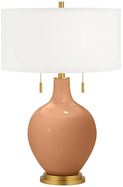 Burnt Almond Toby Brass Accents Table Lamp