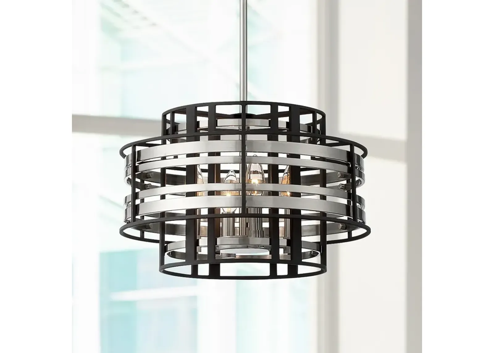 Metropolitan Presten 16" Wide Coal Black 4-Light Pendant Light