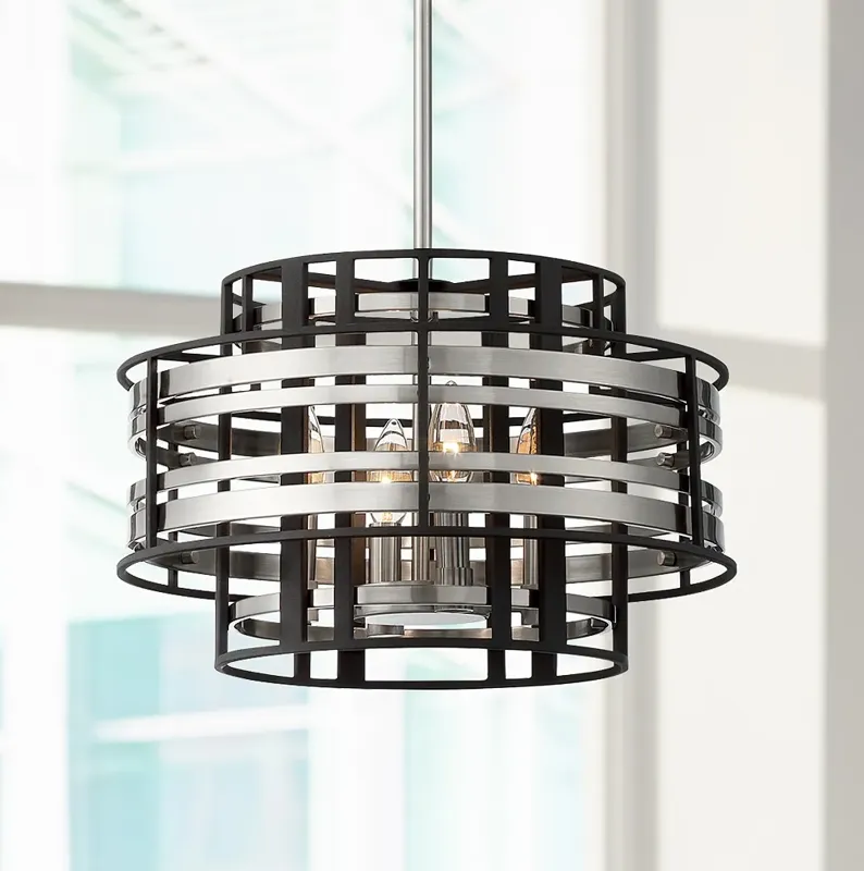 Metropolitan Presten 16" Wide Coal Black 4-Light Pendant Light