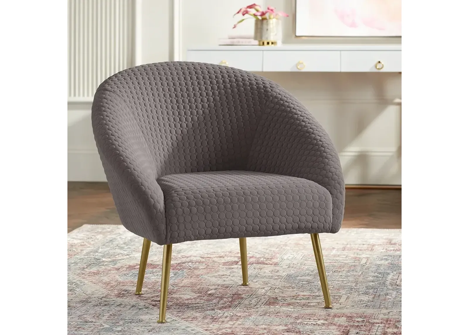 Bree Gray Accent Chair with Gold Legs