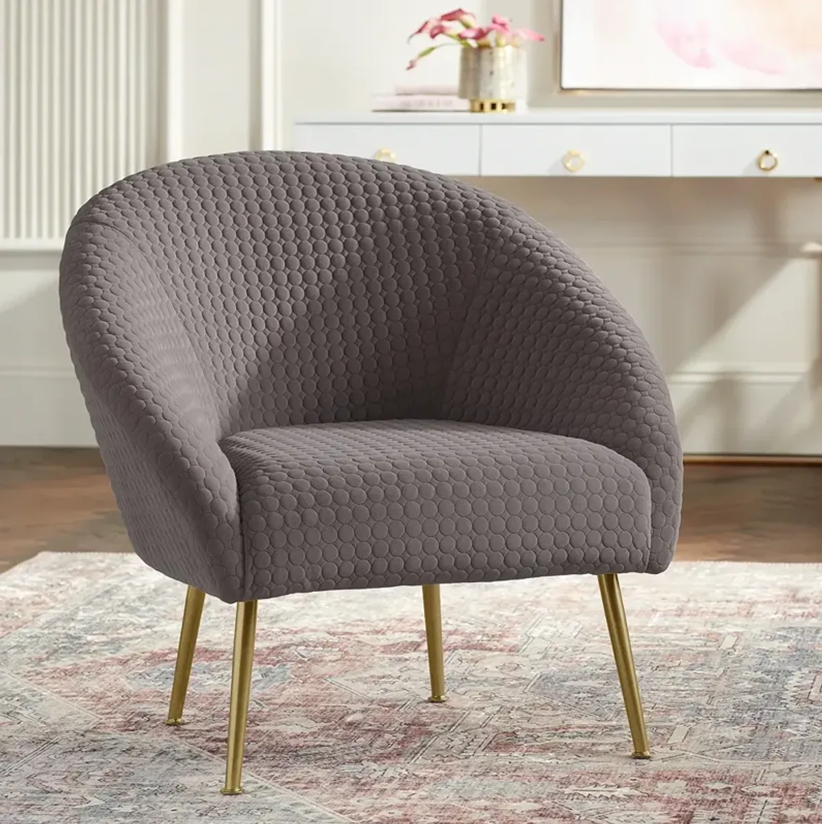 Bree Gray Accent Chair with Gold Legs