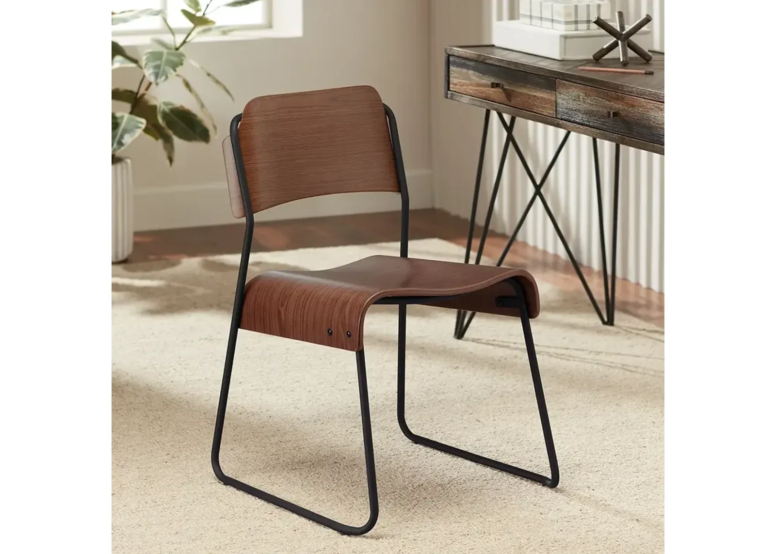 Mael Modern Bentwood and Steel Chair