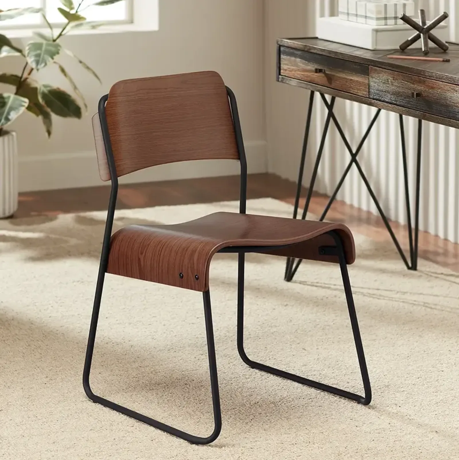 Mael Modern Bentwood and Steel Chair