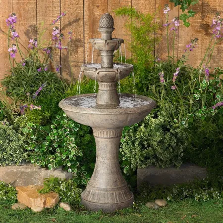 Louvre 44" High Gray 3-Tier LED Outdoor Floor Water Fountain