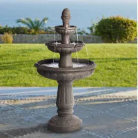 Rendaux 43" High Gray 3-Tier LED Outdoor Fountain