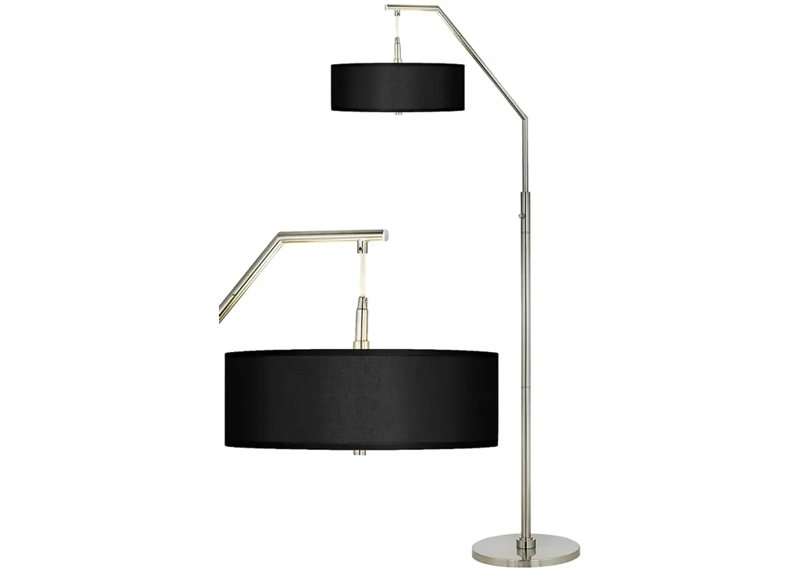 Possini Euro 71 1/2" Black Faux Silk and Nickel Modern Arc Floor Lamp