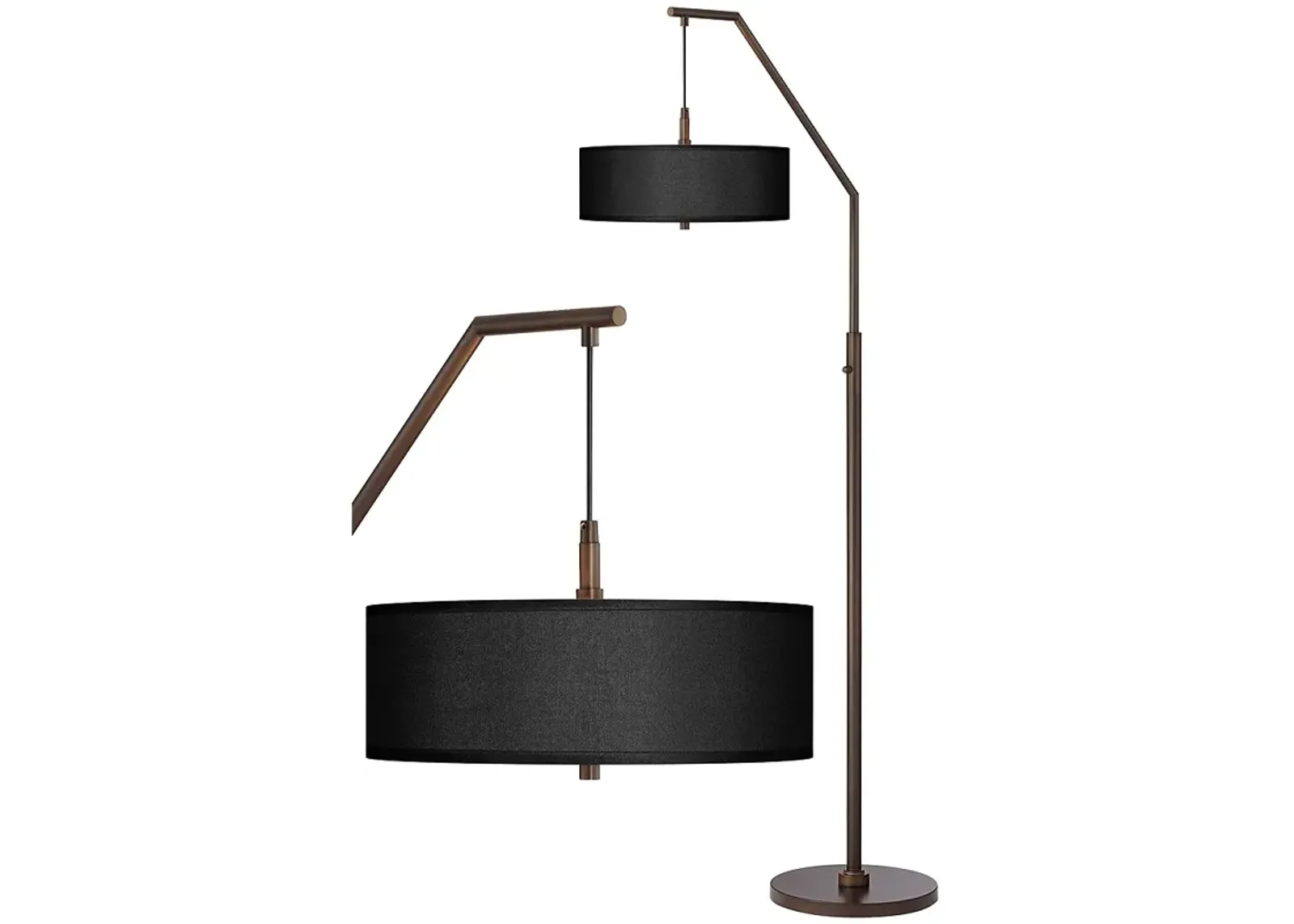 Possini Euro 71 1/2" Black Faux Silk and Bronze Modern Arc Floor Lamp