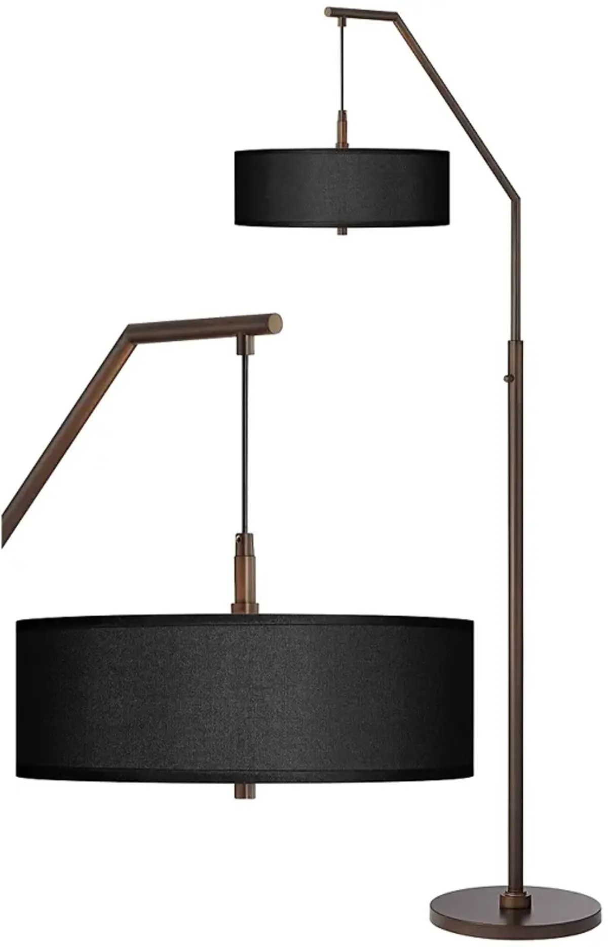 Possini Euro 71 1/2" Black Faux Silk and Bronze Modern Arc Floor Lamp