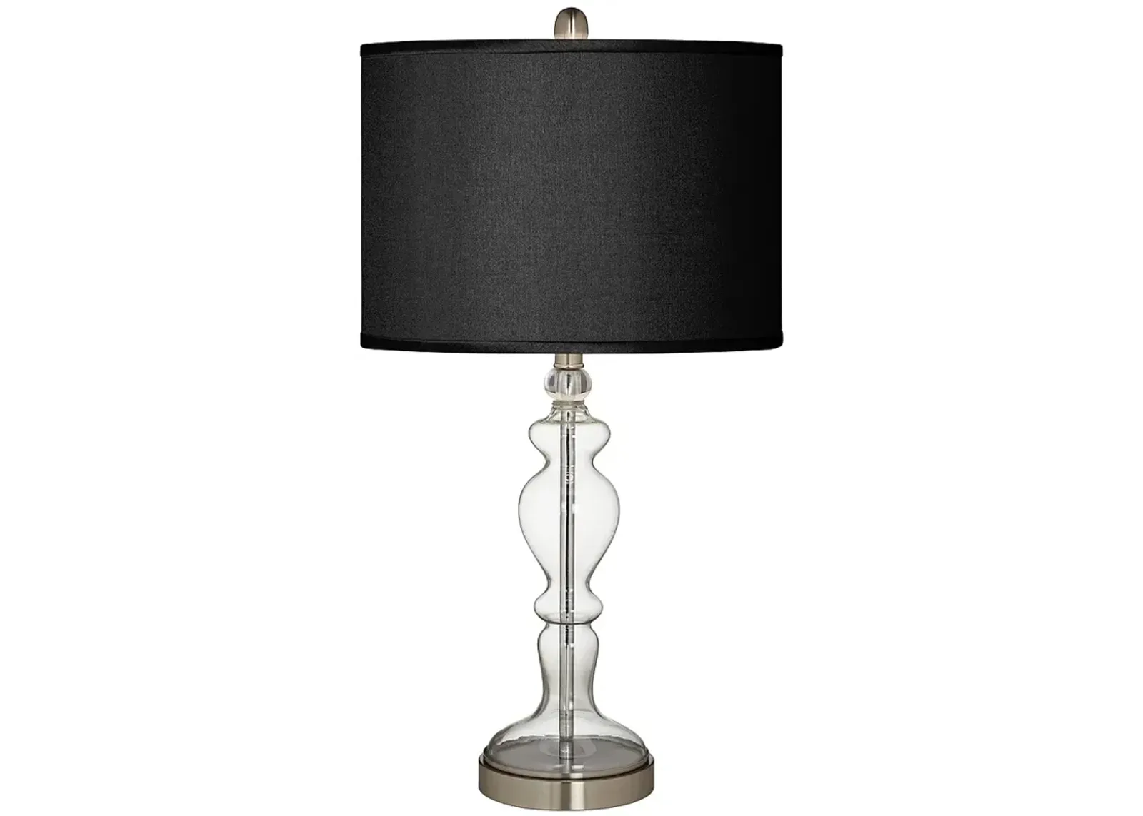 Possini Euro 28" Black Faux Silk Apothecary Clear Glass Table Lamp