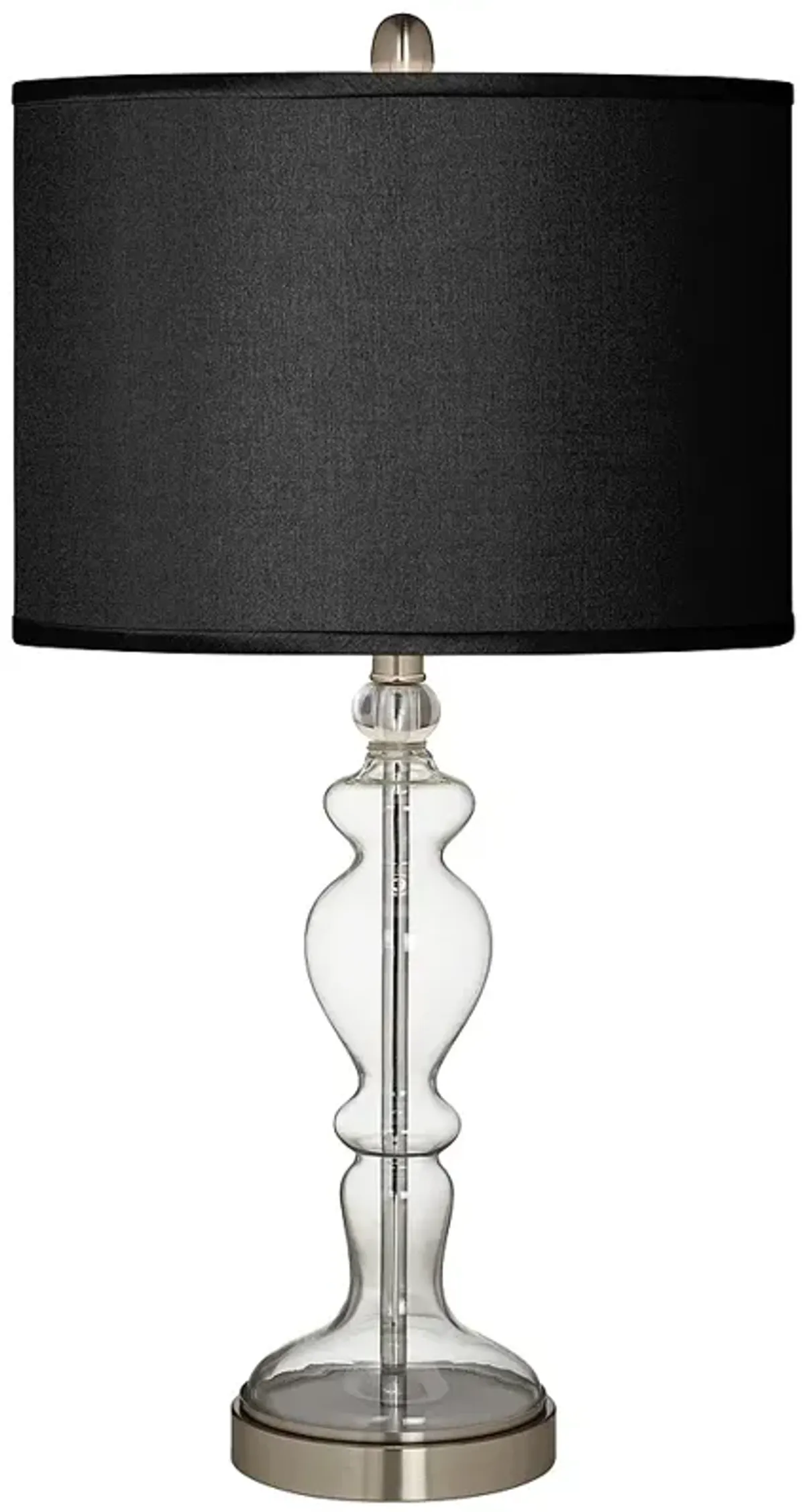 Possini Euro 28" Black Faux Silk Apothecary Clear Glass Table Lamp