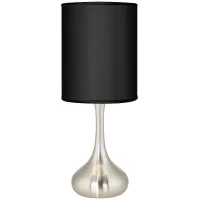 Possini Euro Droplet 23 1/2" Black Faux Silk Brushed Steel Table Lamp