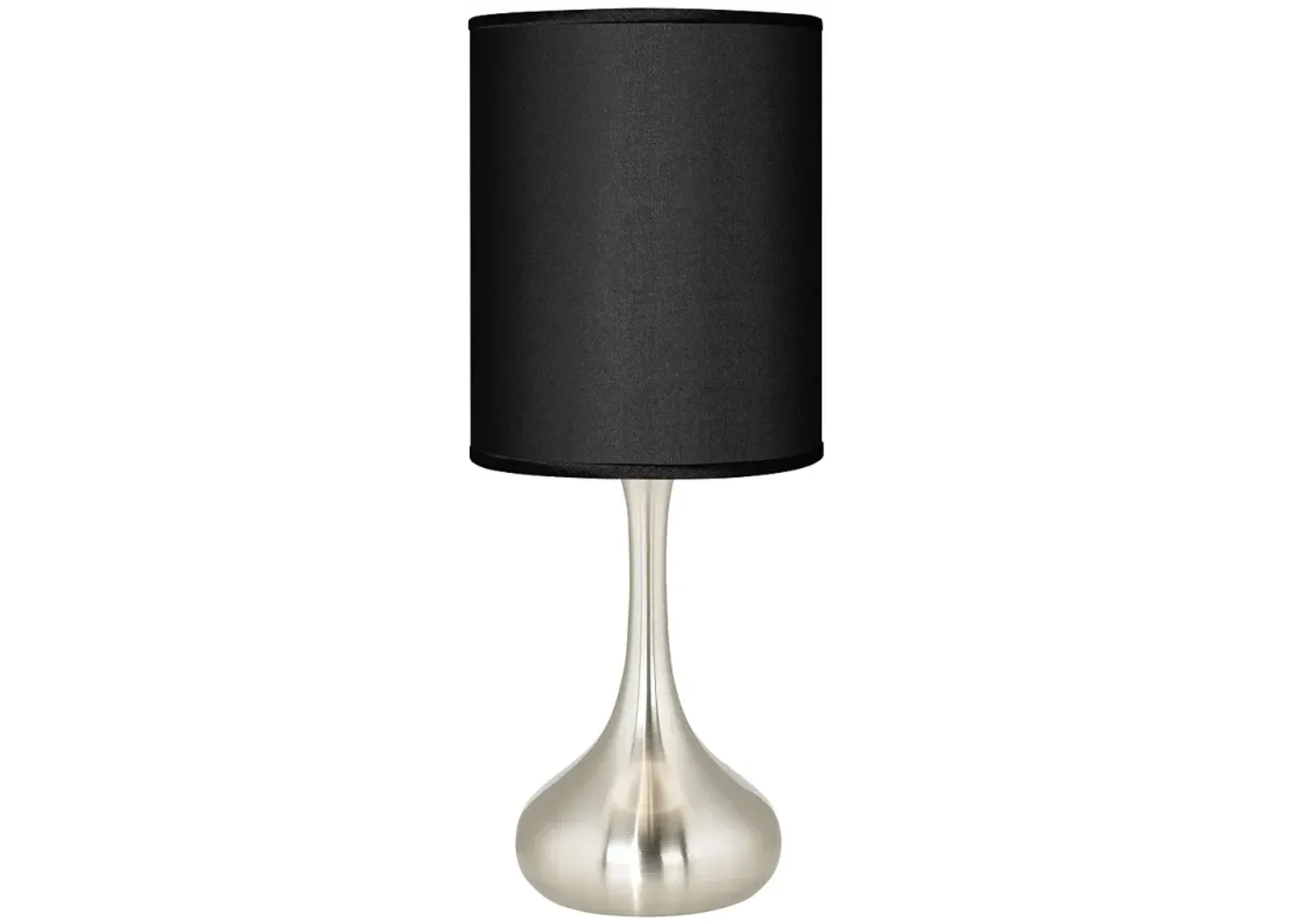 Possini Euro Droplet 23 1/2" Black Faux Silk Brushed Steel Table Lamp