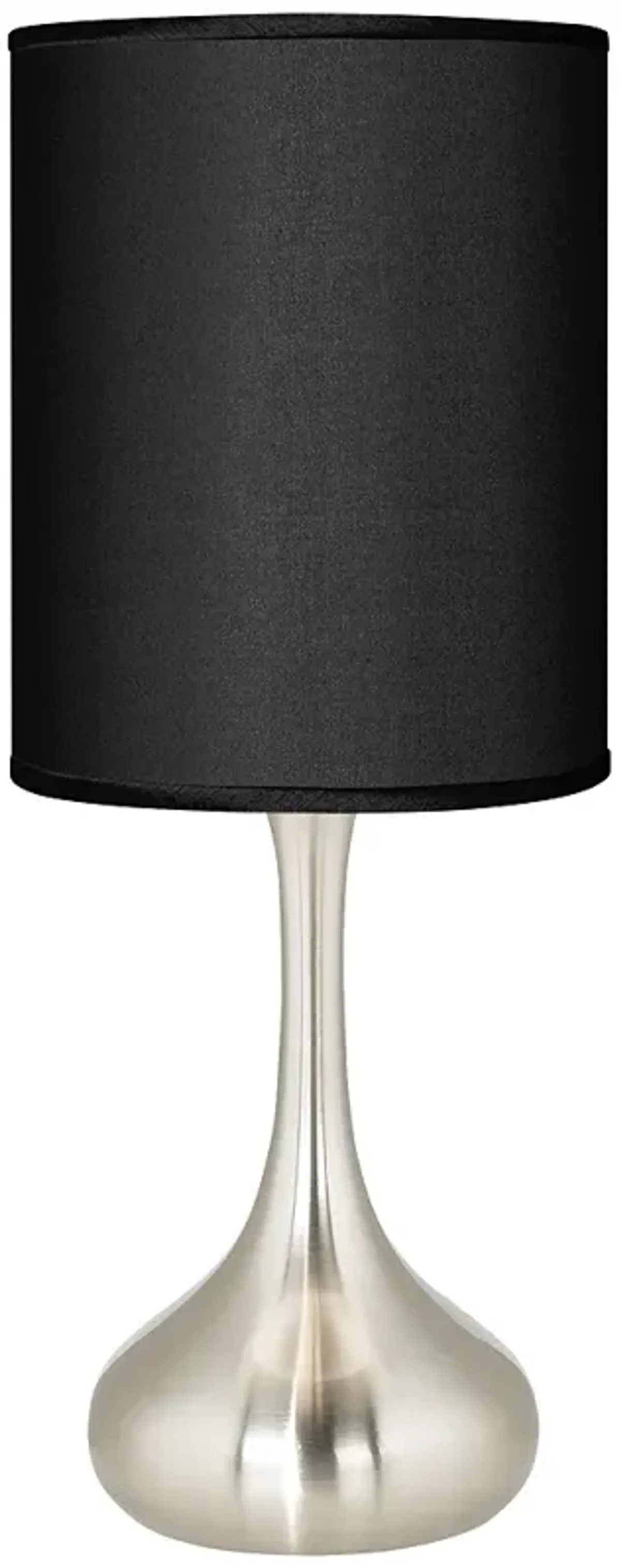 Possini Euro Droplet 23 1/2" Black Faux Silk Brushed Steel Table Lamp