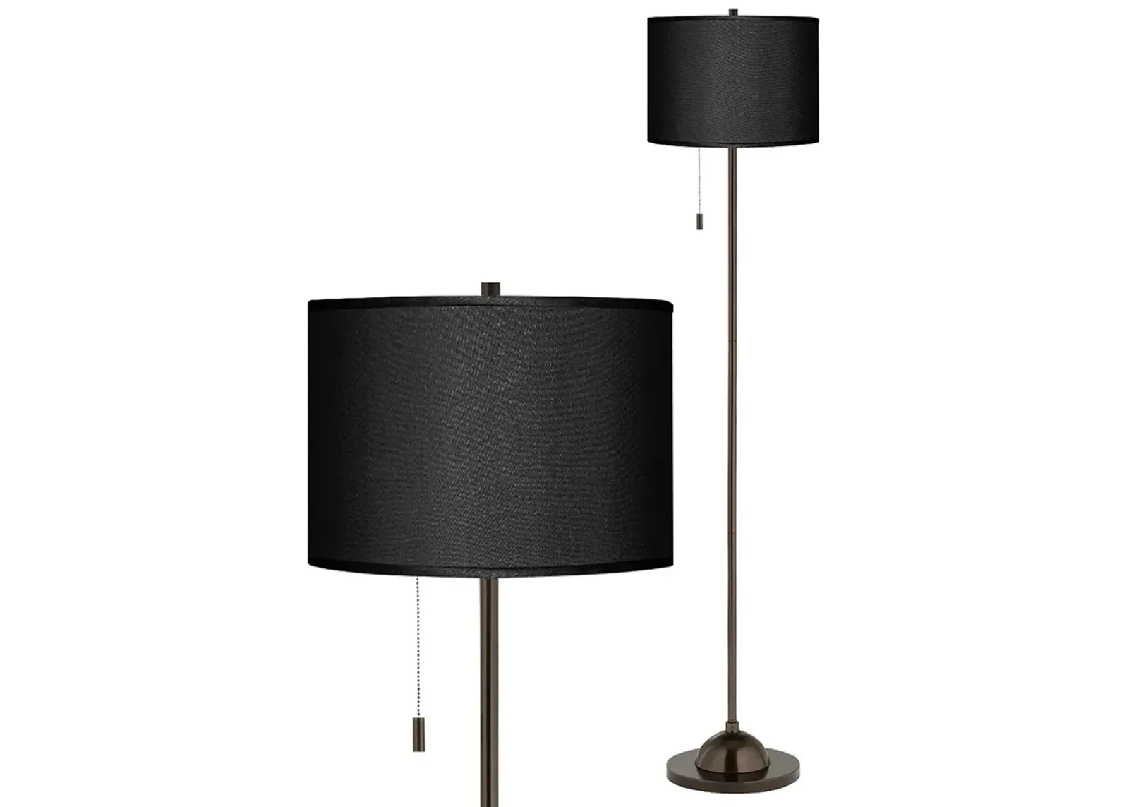 Possini Euro 62" Black Faux Silk Shade Bronze Club Floor Lamp