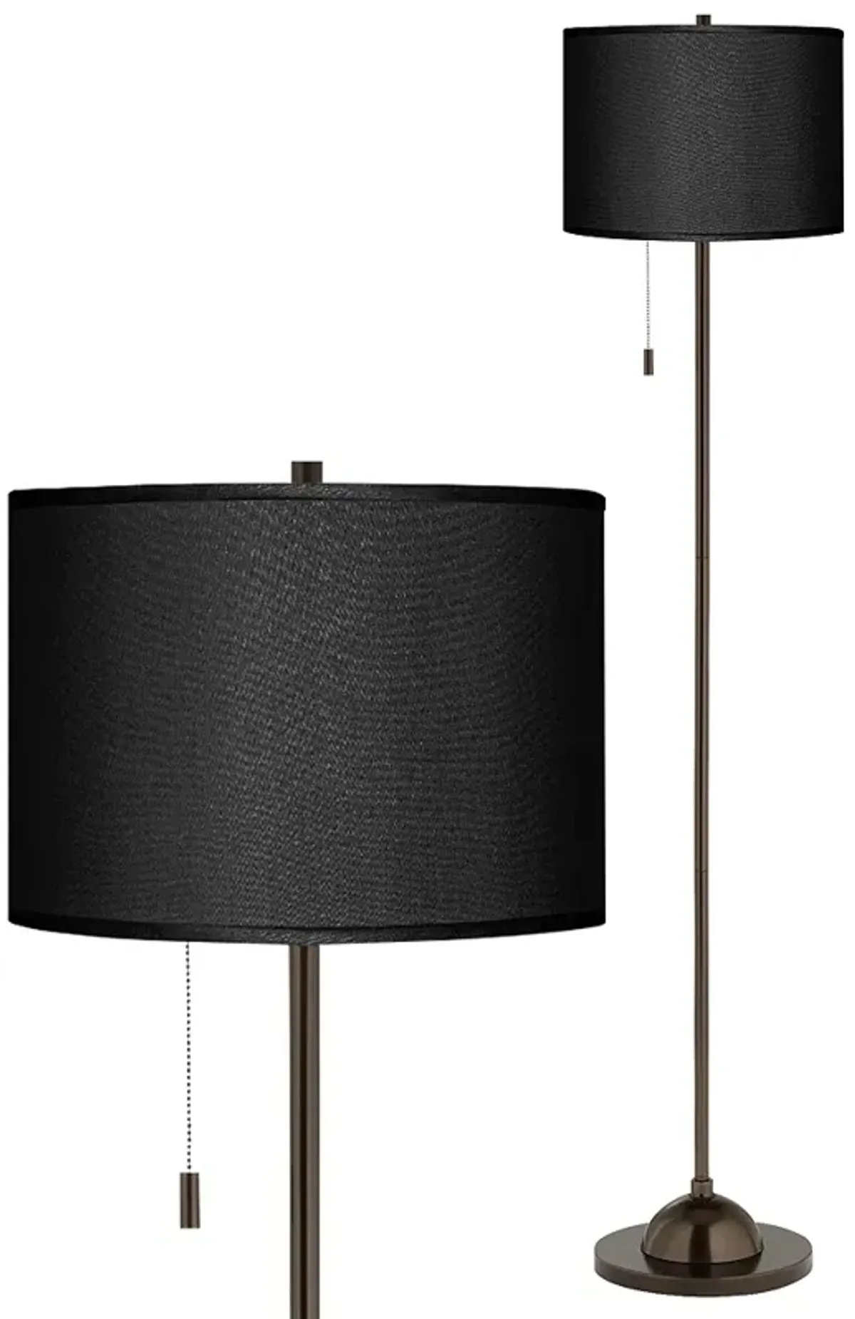 Possini Euro 62" Black Faux Silk Shade Bronze Club Floor Lamp