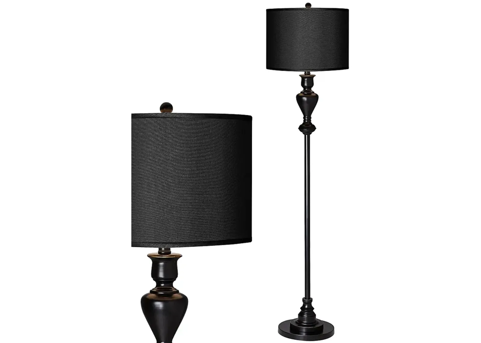 Possini Euro 58" High Black Faux Silk Black Bronze Font Floor Lamp