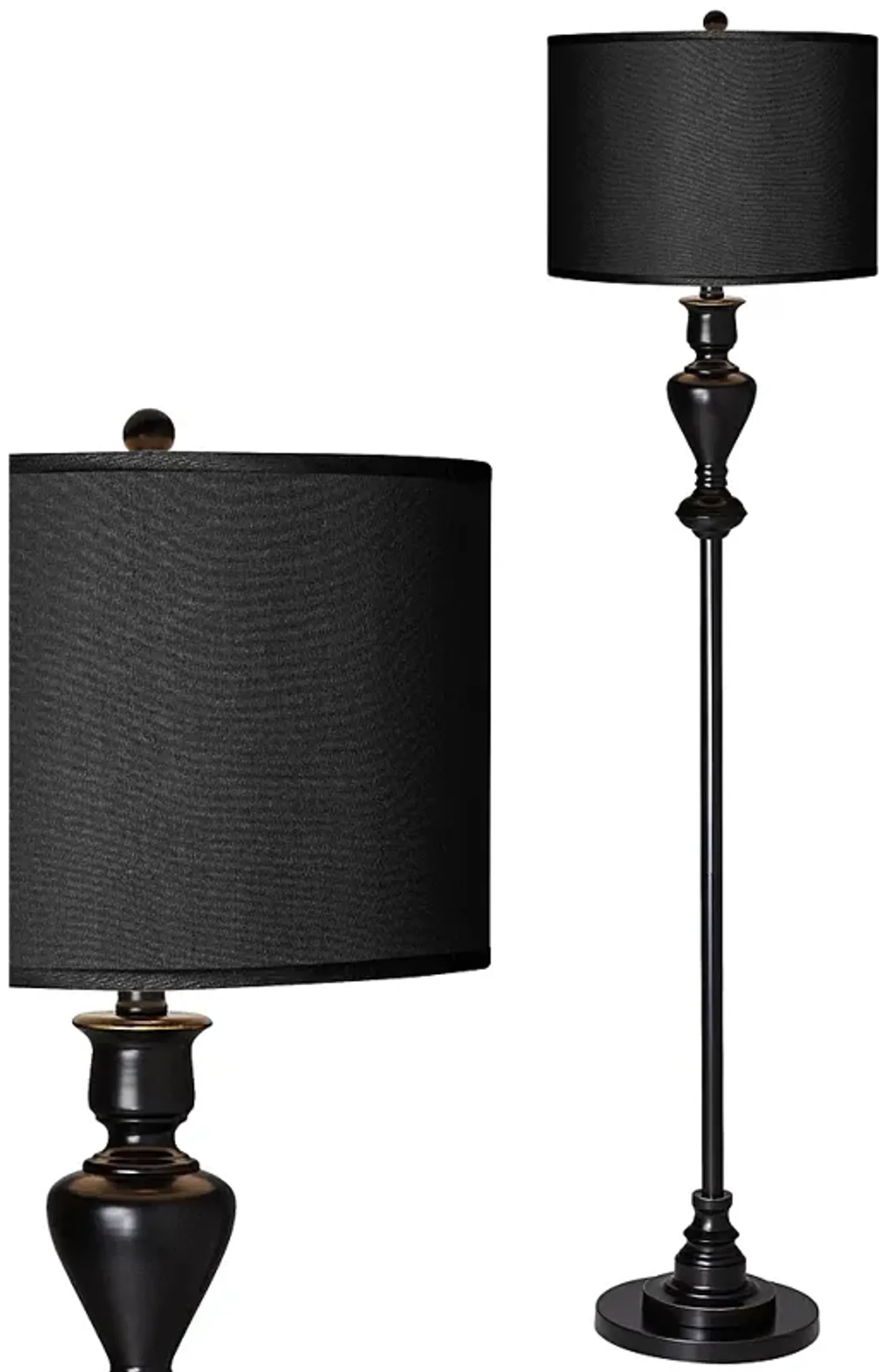 Possini Euro 58" High Black Faux Silk Black Bronze Font Floor Lamp