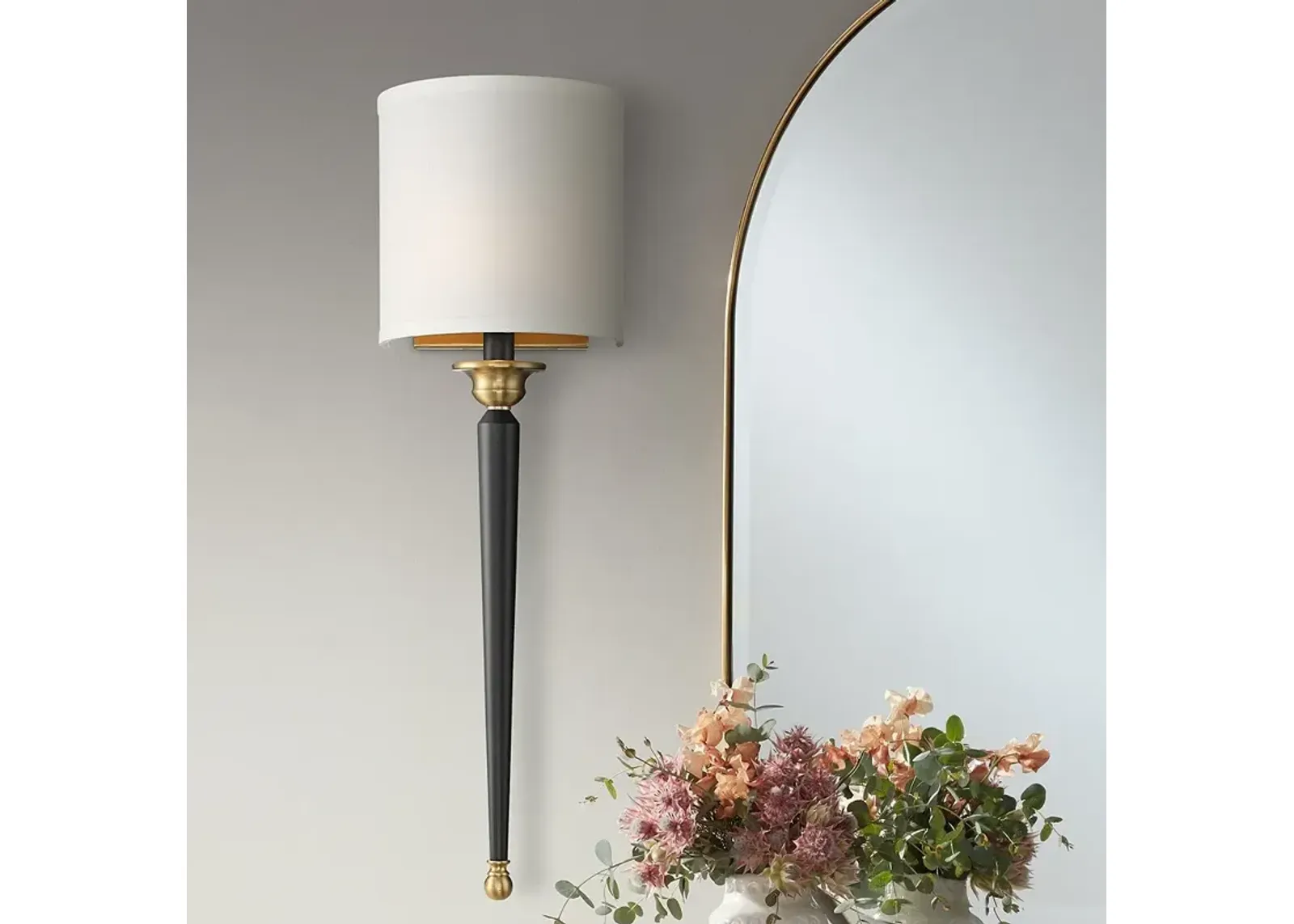 Possini Euro Arletta 26" High Classic Black and Brass Wall Sconce