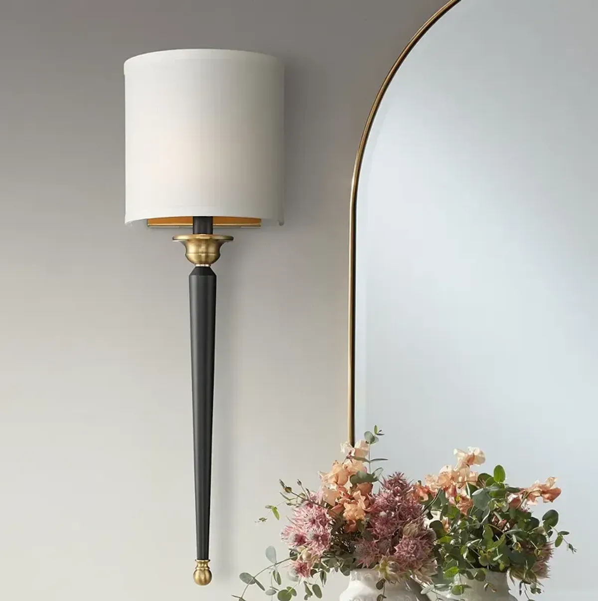 Possini Euro Arletta 26" High Classic Black and Brass Wall Sconce