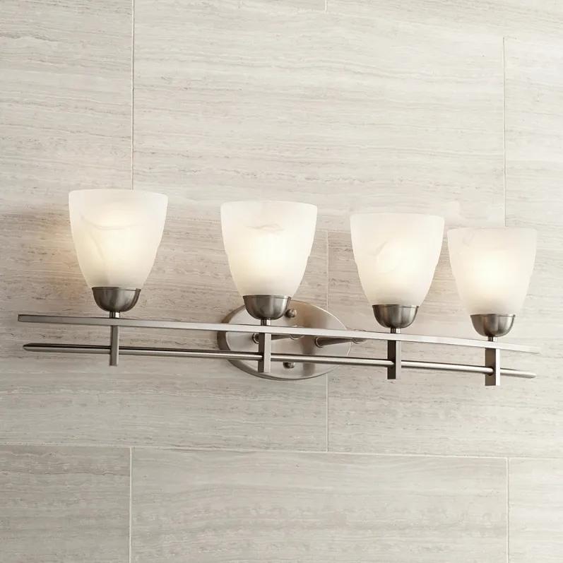 Possini Euro Deco 33" Wide Brushed Nickel 4-Light Bath Light