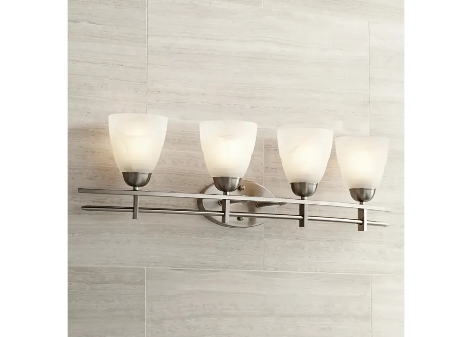 Possini Euro Deco 33" Wide Brushed Nickel 4-Light Bath Light