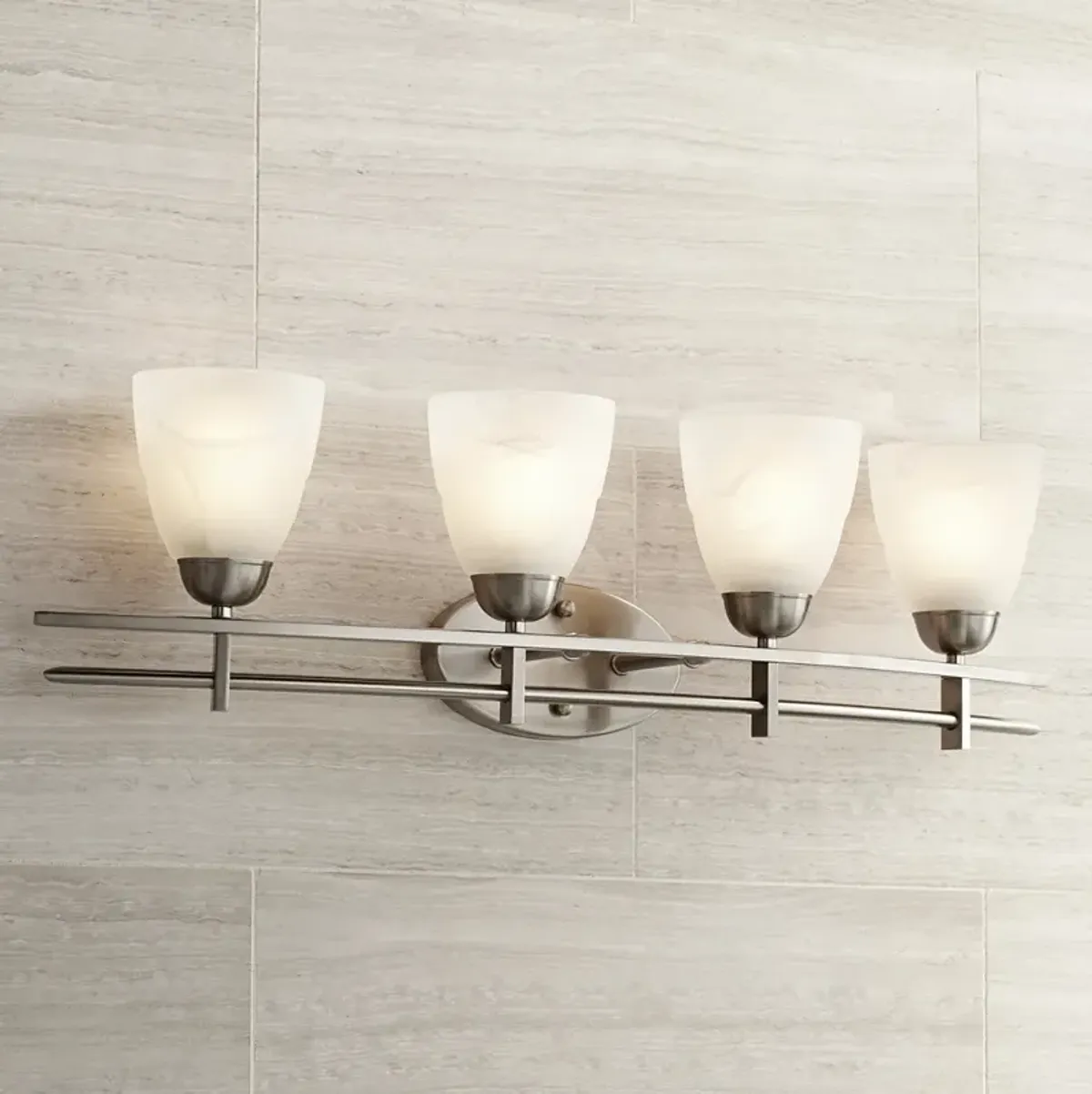 Possini Euro Deco 33" Wide Brushed Nickel 4-Light Bath Light