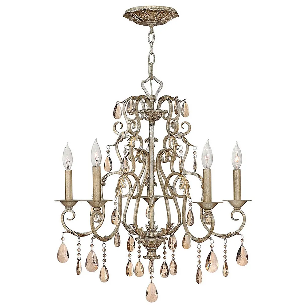 Hinkley Carlton 24" Wide Gold and Amber Crystal Traditional Chandelier