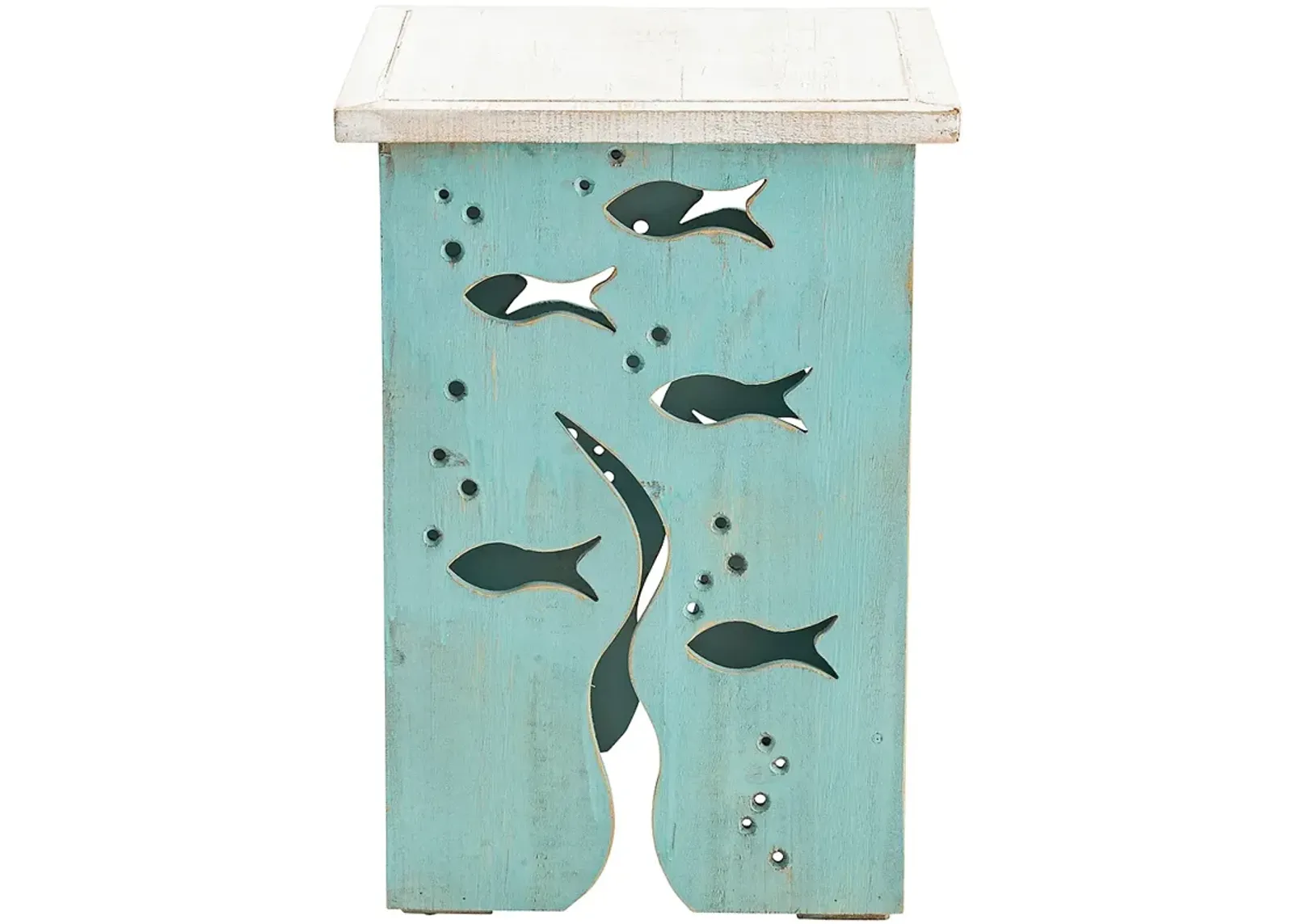 Crestview Collection Aquarium Seafoam and Whitewash Square Accent Table