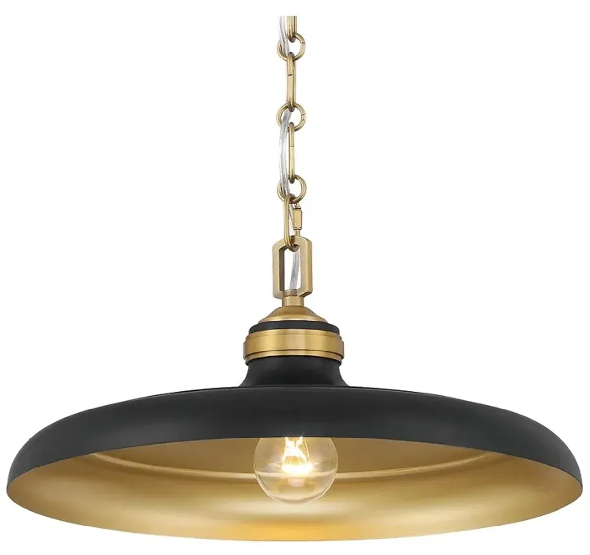 Crowne 16" Wide Matte Black and Legacy Brass Pendant Light