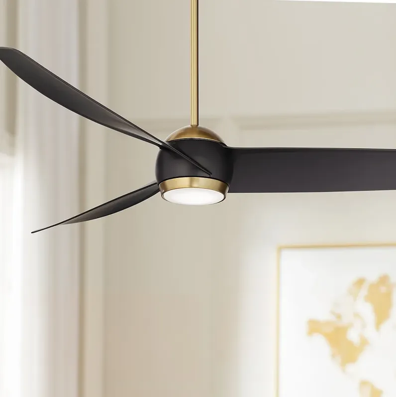 60" Possini Euro Stresa Brass and Matte Black LED Fan with Remote