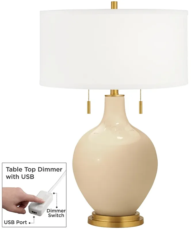 Colonial Tan Toby Brass Accents Table Lamp with Dimmer