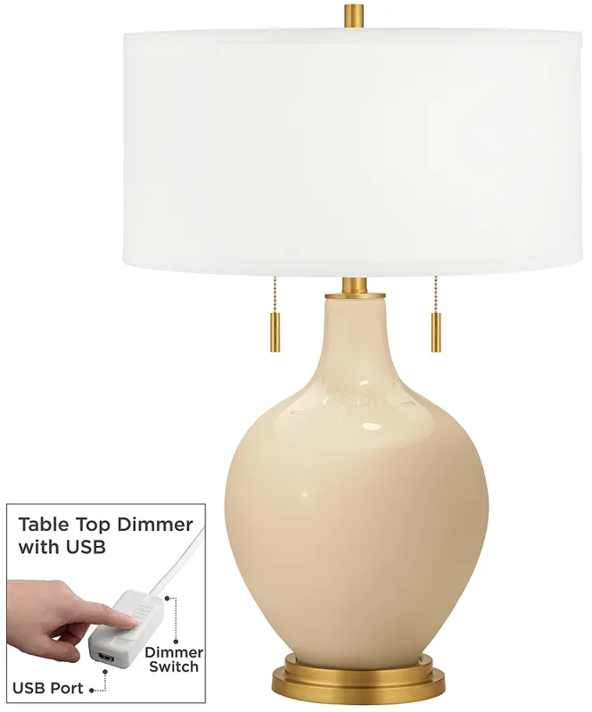 Colonial Tan Toby Brass Accents Table Lamp with Dimmer