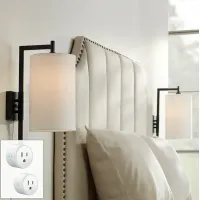 Bixby Black Plug-In Wall Lamps with Smart Socket Set of 2
