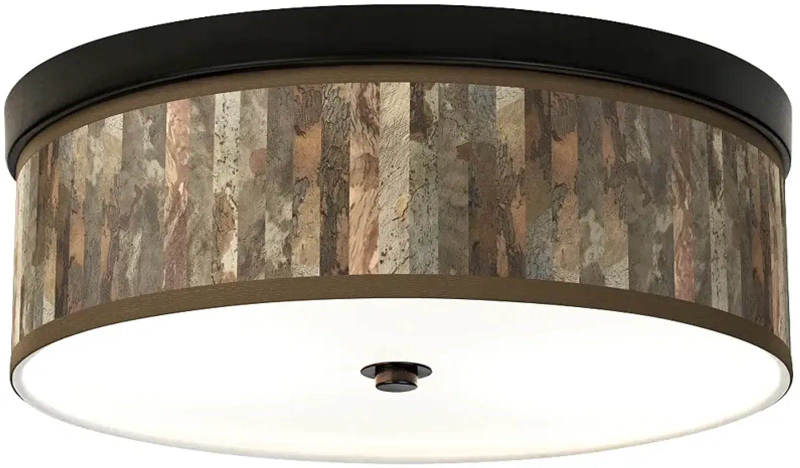 Giclee Gallery Paper Bark Print 14" Wide Bronze LED Ceiling Light