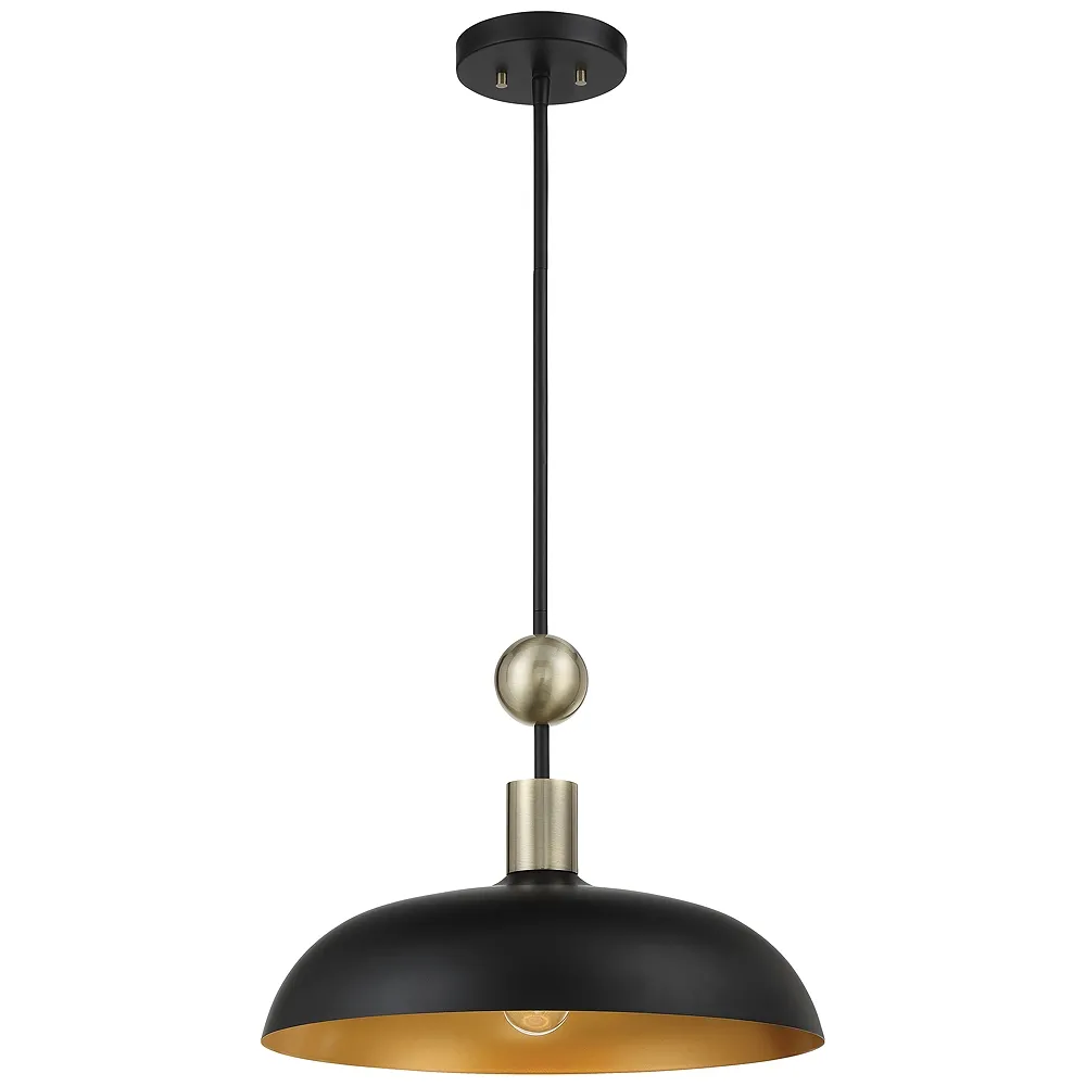 Minka-Lavery Biloxi 1-Light Coal and Antique Brass Pendant