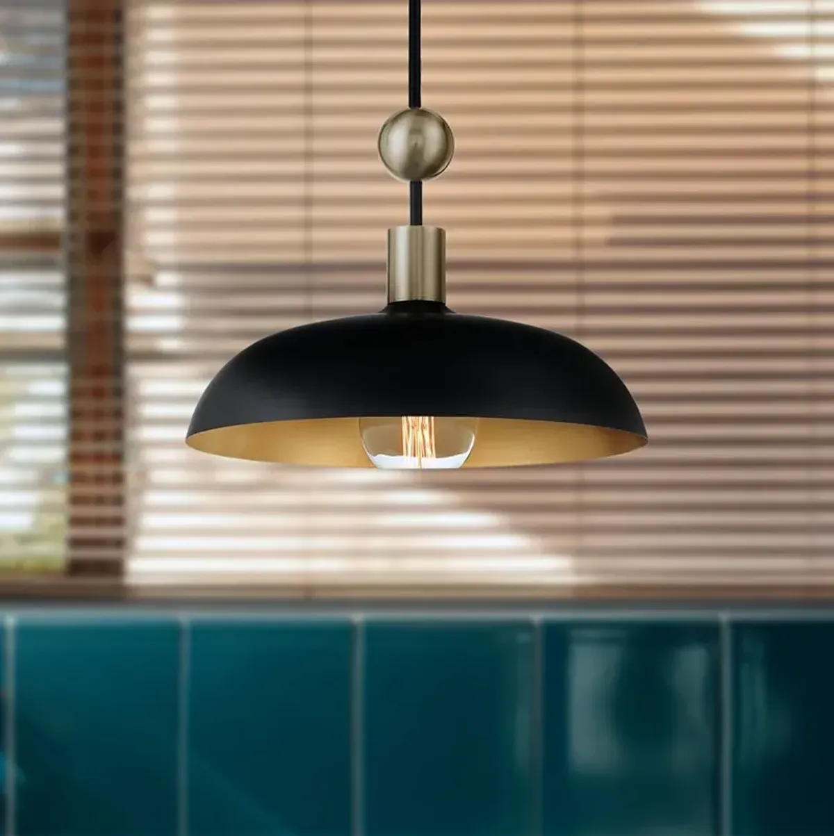 Minka-Lavery Biloxi 1-Light Coal and Antique Brass Pendant