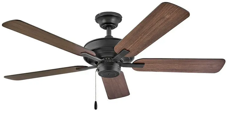 52" Hinkley Metro Black and Walnut 5-Blade Ceiling Fan with Pull Chain