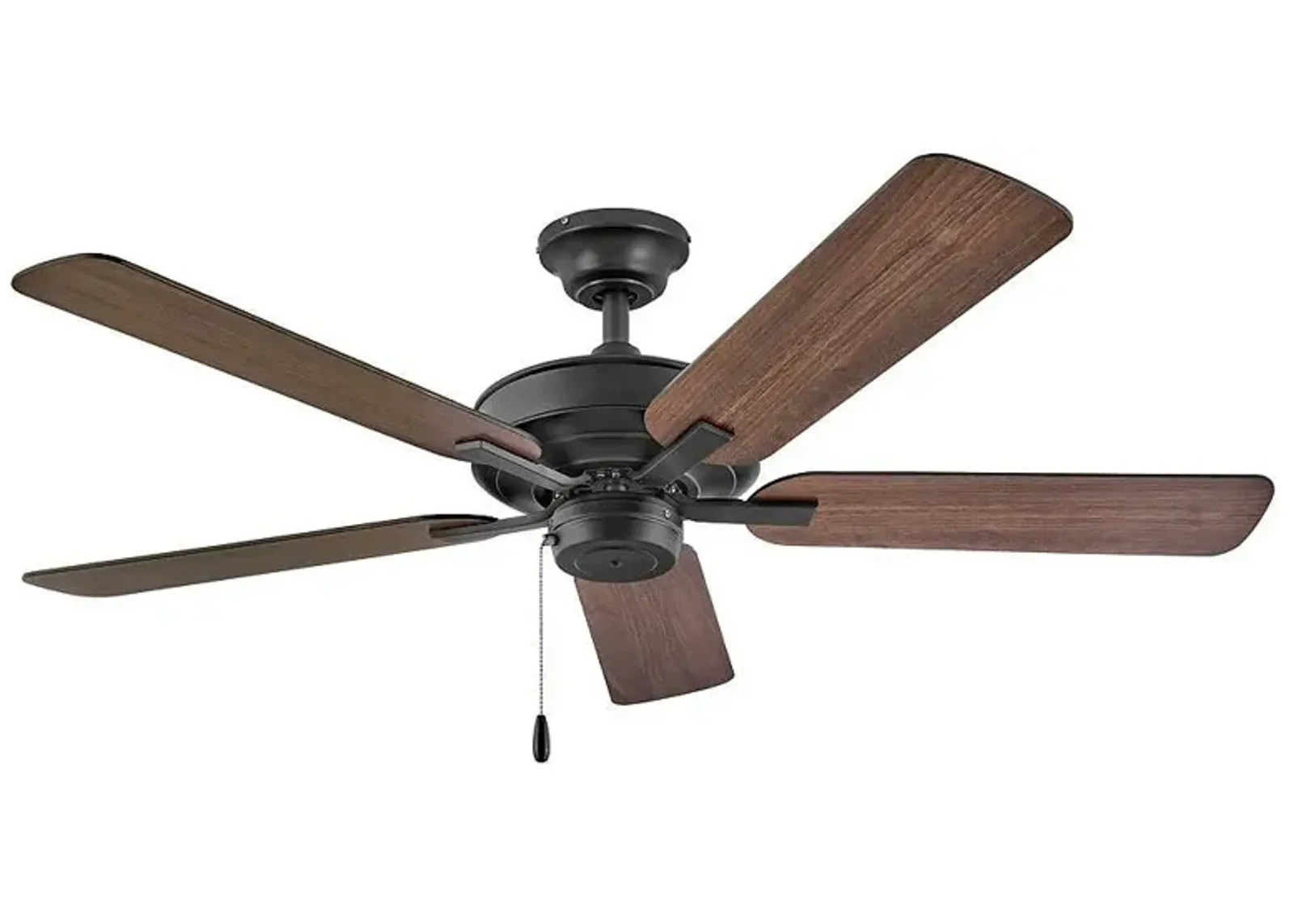 52" Hinkley Metro Black and Walnut 5-Blade Ceiling Fan with Pull Chain