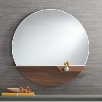 Possini Euro Loft 31 1/2" Brown and Gold Round Wall Mirror
