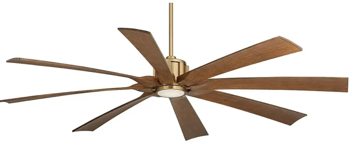 70" Possini Defender Soft Brass Koa Damp LED Ceiling Fan with Remote