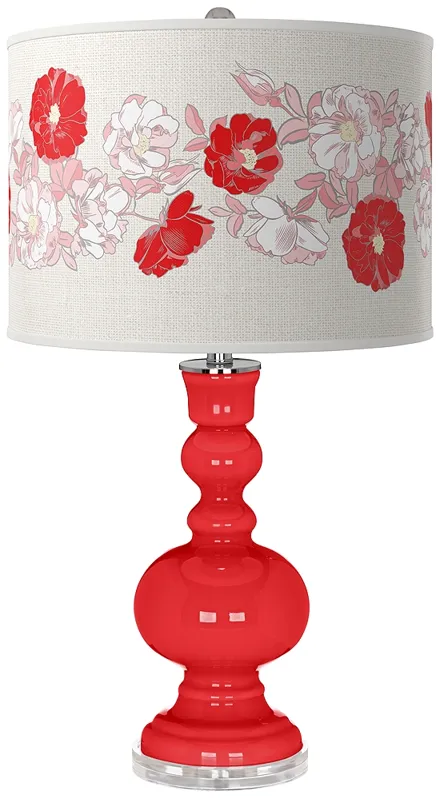 Poppy Red Rose Bouquet Apothecary Table Lamp