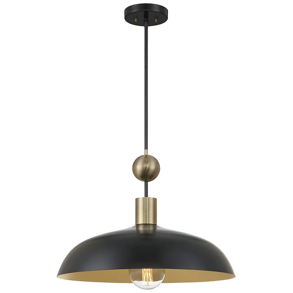 Minka-Lavery Biloxi 1-Light Coal and Antique Brass Pendant