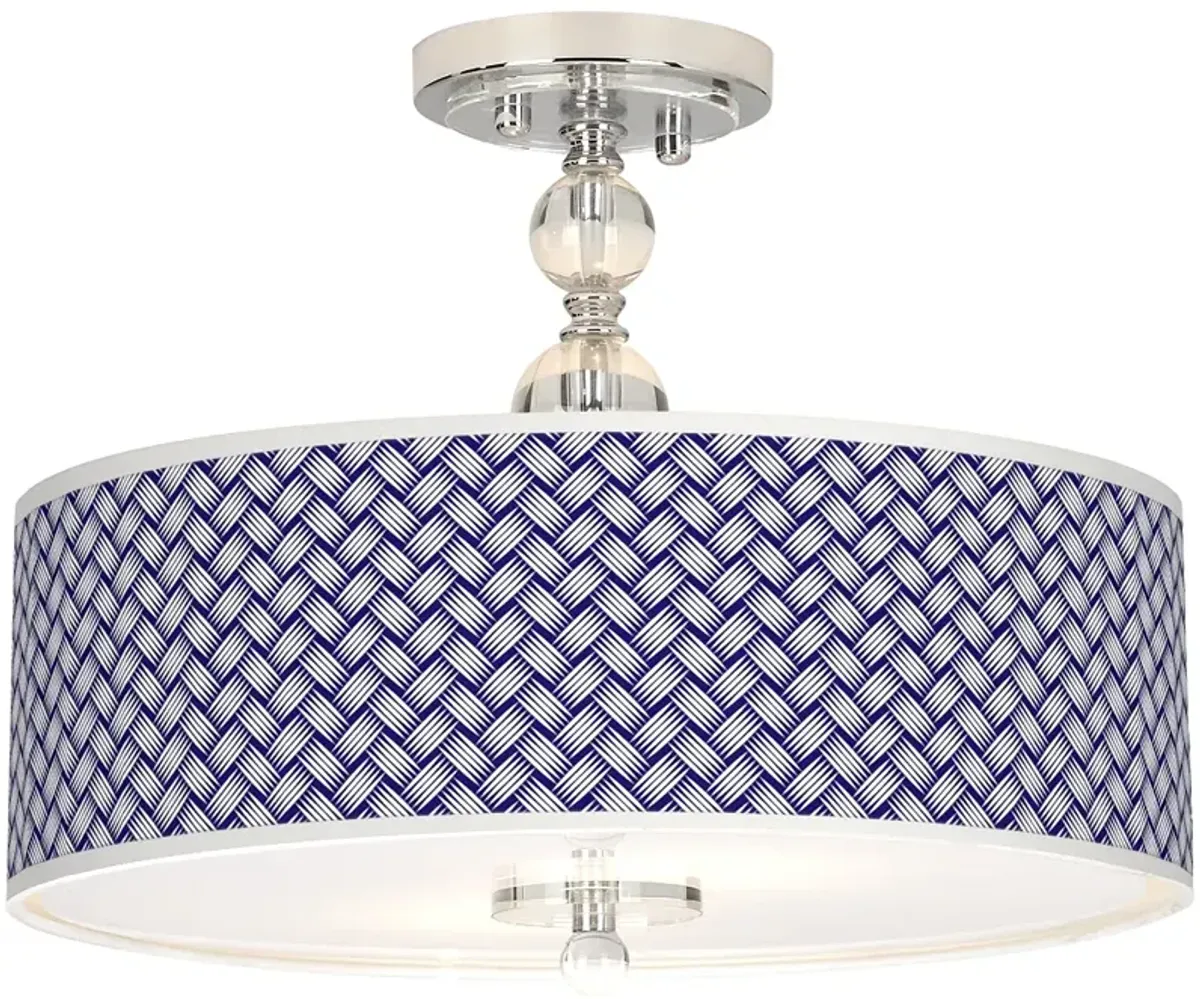 Color Weave Giclee 16" Wide Semi-Flush Ceiling Light