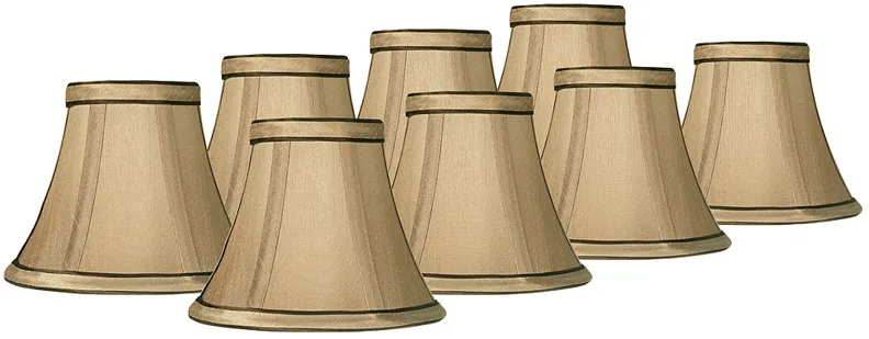 Celia Tan Brown Trim Lamp Shades 3X6x5x5 (Clip-On) Set of 8