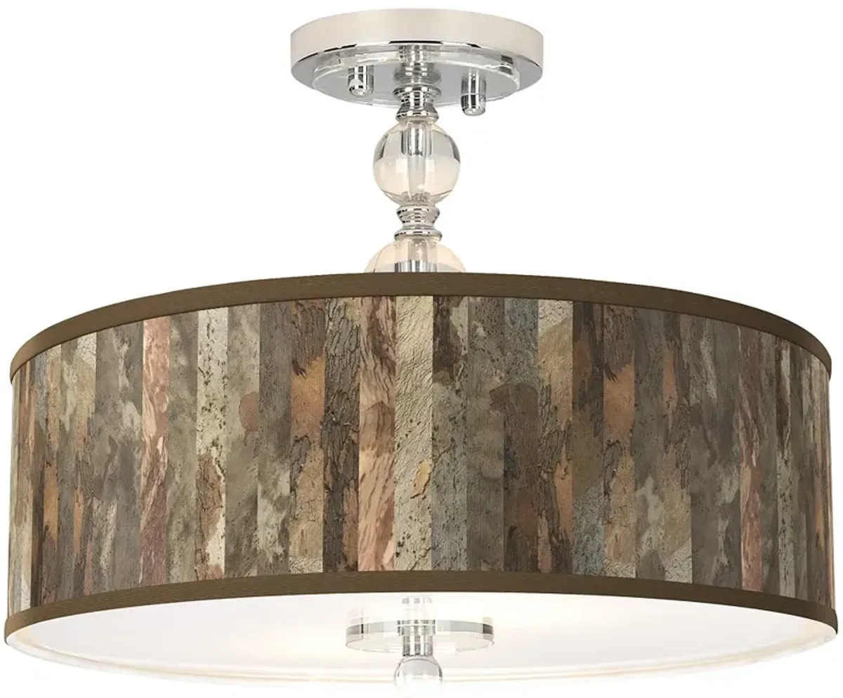 Paper Bark Giclee 16" Wide Semi-Flush Ceiling Light